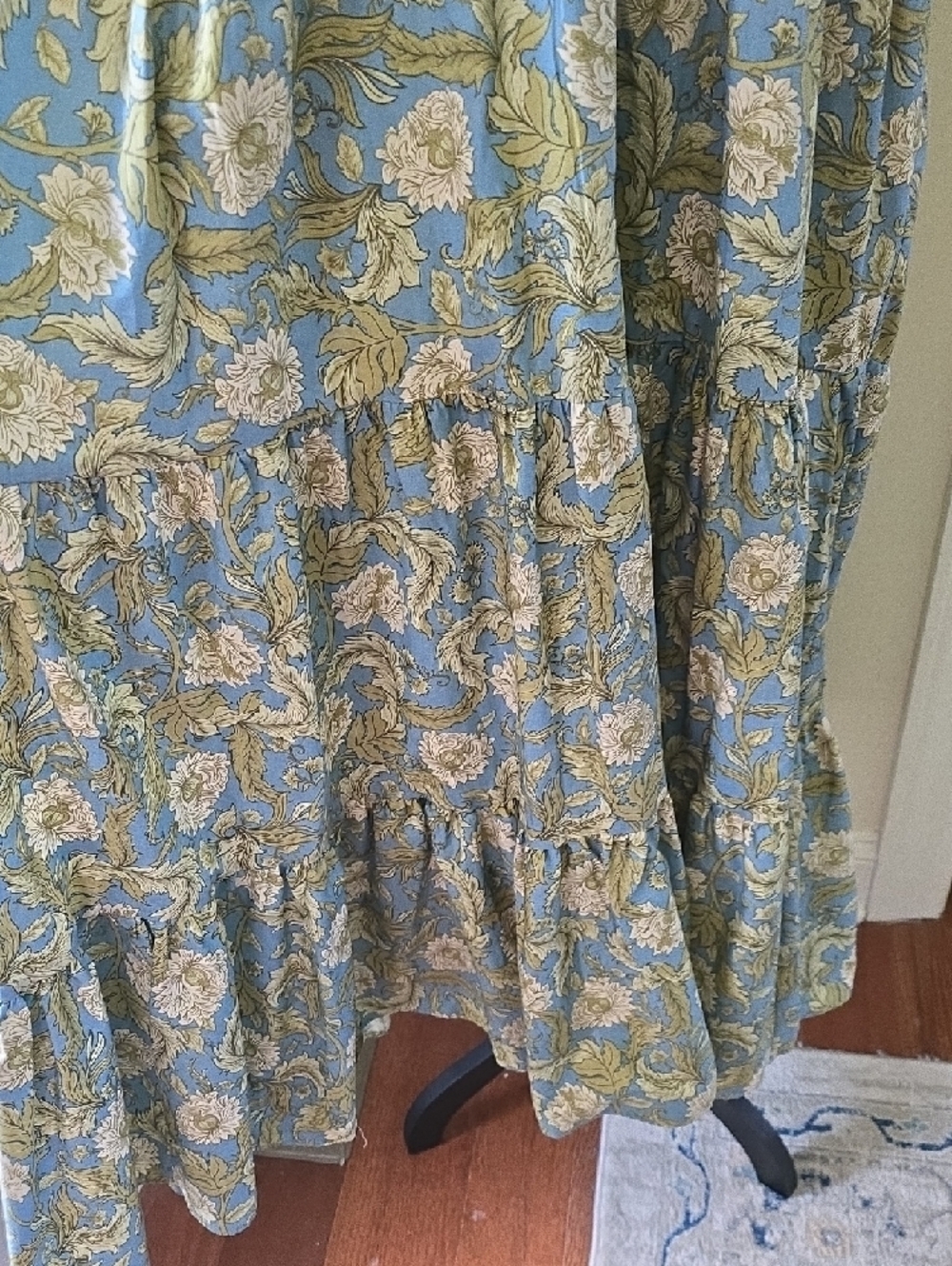 Floral Tiered Midi Dress in Blue and Green - Picture 4 of 10